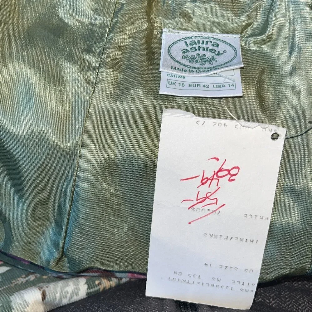 LAURA ASHLEY MADE IN GREAT BRITAIN NEW WITH TAGS FLORAL CORDUROY PENCIL SKIRT 14